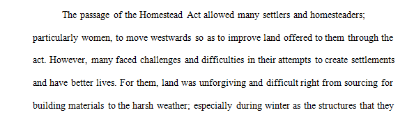 The passage of the Homestead Act 