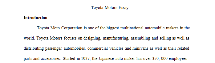 Toyota Motors Essay