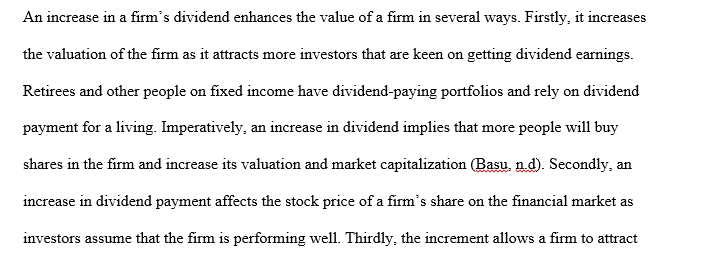 What typically happens to a firm's value when it increases its dividend