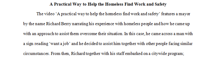 Work and Safety for the Homeless