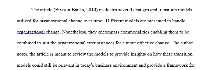 aspects of organizational change.