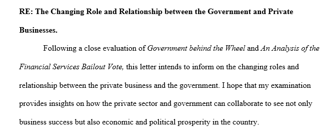 changing role between private business firms and the government