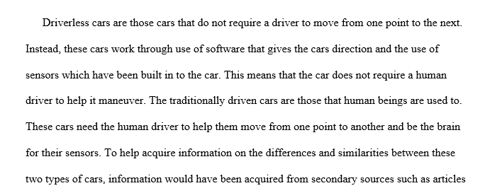  comparison and contrast between driverless cars and/or traditionally driven cars