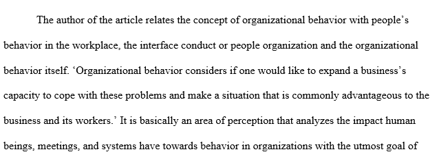 Describe organizational behavior
