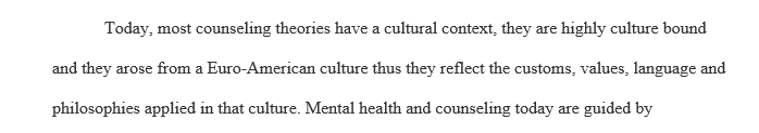 major counseling theories culture-bound