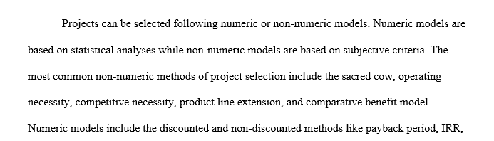 methods for selecting projects