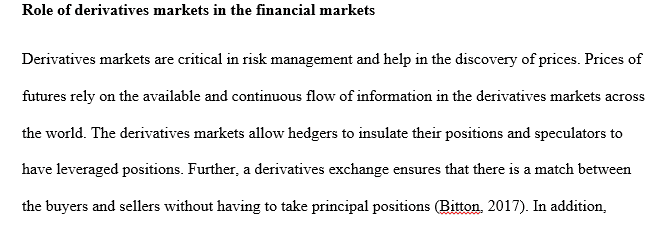  role of derivatives market in the financial market system