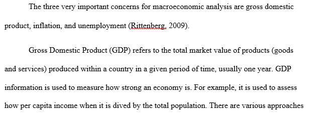 three primary concerns in macroeconomic analysis. 