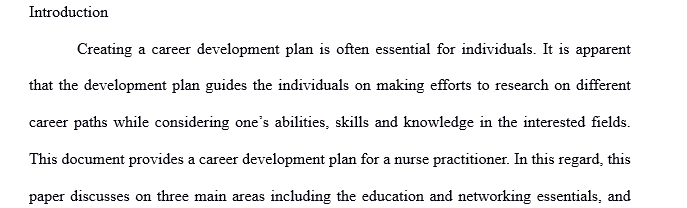 Career Development Plan Narrative