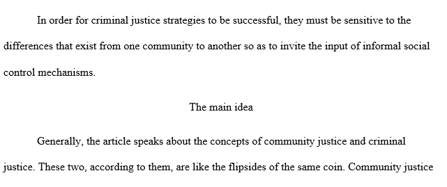 Criminal justice and the community summary