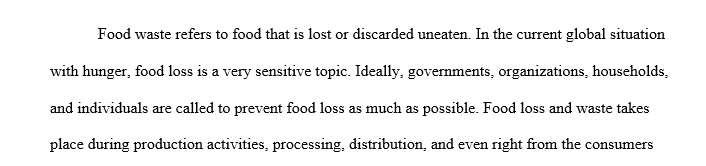 Essay about food wastes