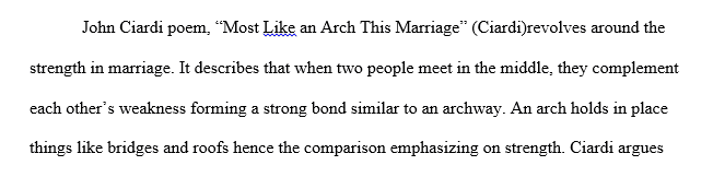  Explication essay from Poem  Most Like an Arch This Marriage