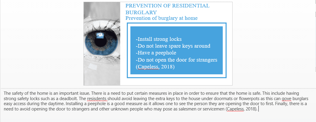 Prevention of residential burglary