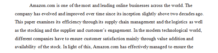 The impacts of Amazon’s supply chain management and logistics on value creation