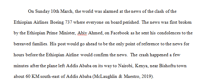 Ethiopian flight crash. 