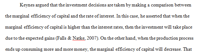 Explain carefully the Keynesian theory of investment.