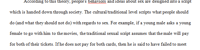 Describe the five sexual scripts and their relation to stereotypical