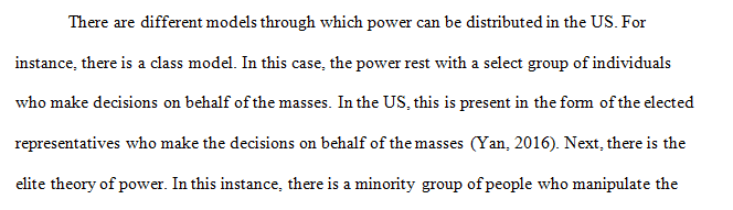 Describe the distribution of power in the United States 