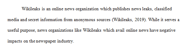 Wikileaks have a positive or negative impact upon the newspaper industry