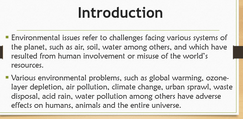 Analysis of an environmental issue
