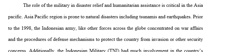 Humanitarian assistance and disaster relief