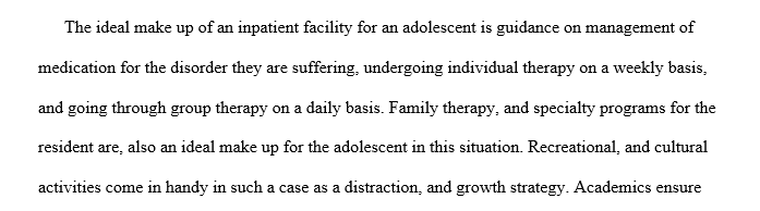 Inpatient Facility for an Adolescent