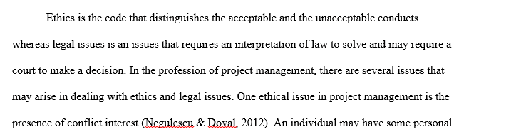Legal and Ethical Issues in Project Management