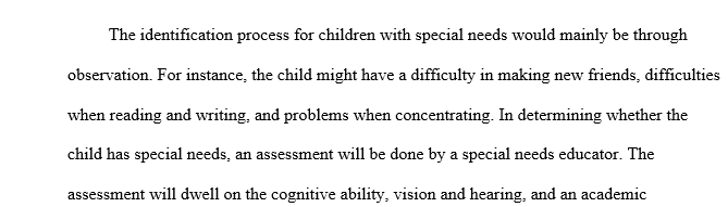Process of identifying children with special needs