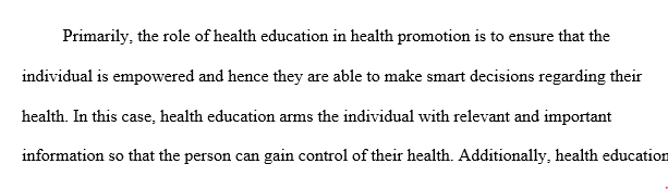Role of health education in Role of health education in health promotionhealth promotion