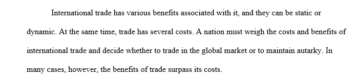 Benefits and costs of trade
