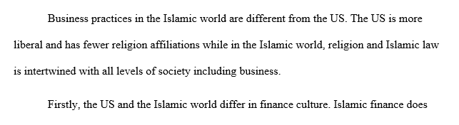 Business practices in an Islamic country