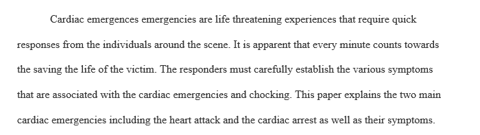 Cardiac emergencies and chocking