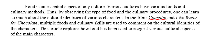 Cultural identity of the main characters