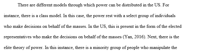 Distribution of power in the United States