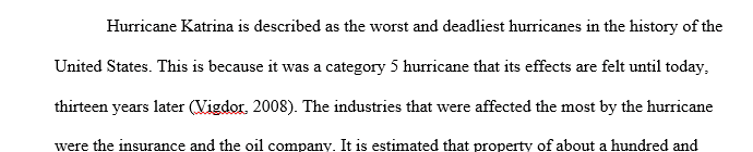 Effects of hurricane Katrina on businesses