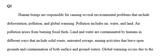 Environmental problems caused by humans 
