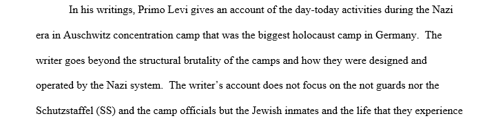 Holocaust Analytical Essay