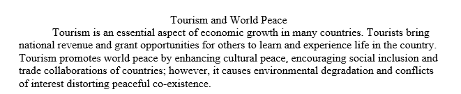 How tourism can promote peace in the world
