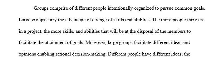 Large groups versus small groups