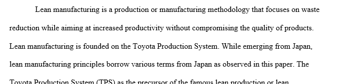 Lean Manufacturing in Toyota