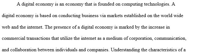 Major IT characteristics of the Digital Economy