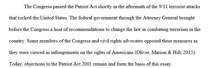 Objections against the Patriot Act