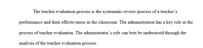 Observation process of a teacher evaluation