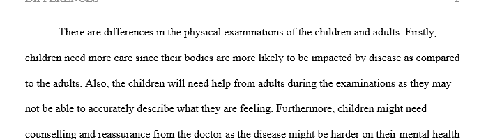 Physical assessment of a child