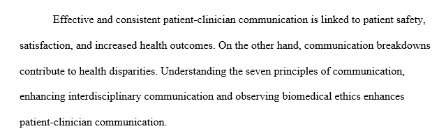 Principles of patient- clinician communication