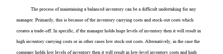 Proper balance of inventory