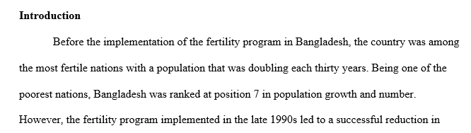 Reducing Fertility in Bangladesh