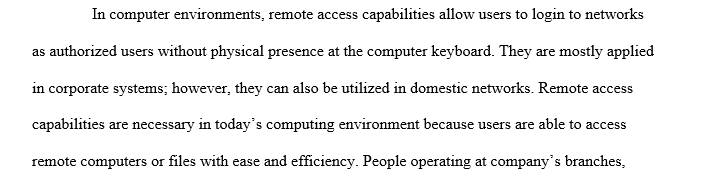Remote access capabilities