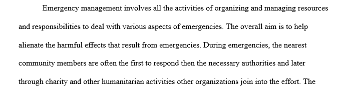 Roles of individuals and organizations in emergency management