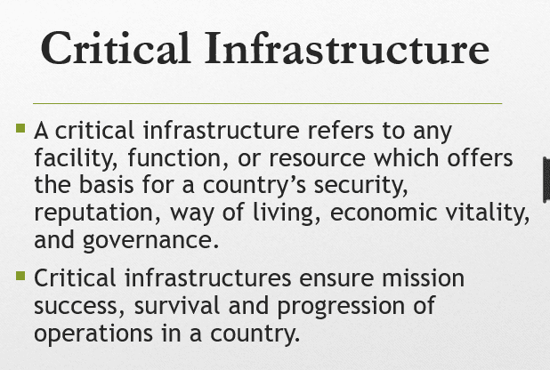 Security of a critical infrastructure